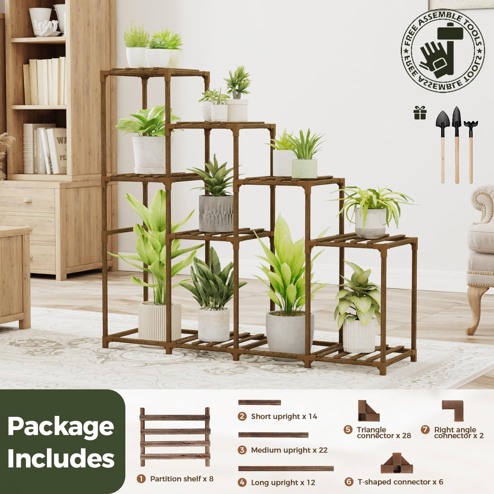 Bamworld plant stand next to chair for scale illustrating space-saving benefit