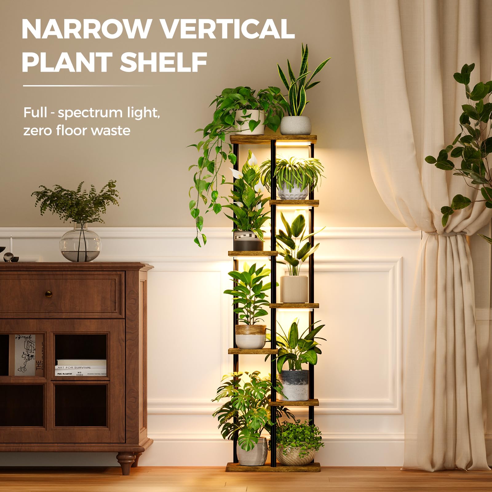 Bamworld plant stand placed in a corner adding greenery and ambient light