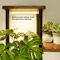 Bamworld detailed shot of powder-coated steel frame and shelf texture, durable finish protects plants