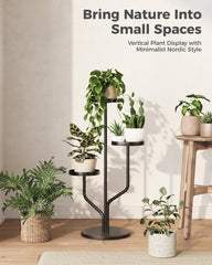 Bamworld top shelf loaded with pots demonstrating layered display and plant variety benefit