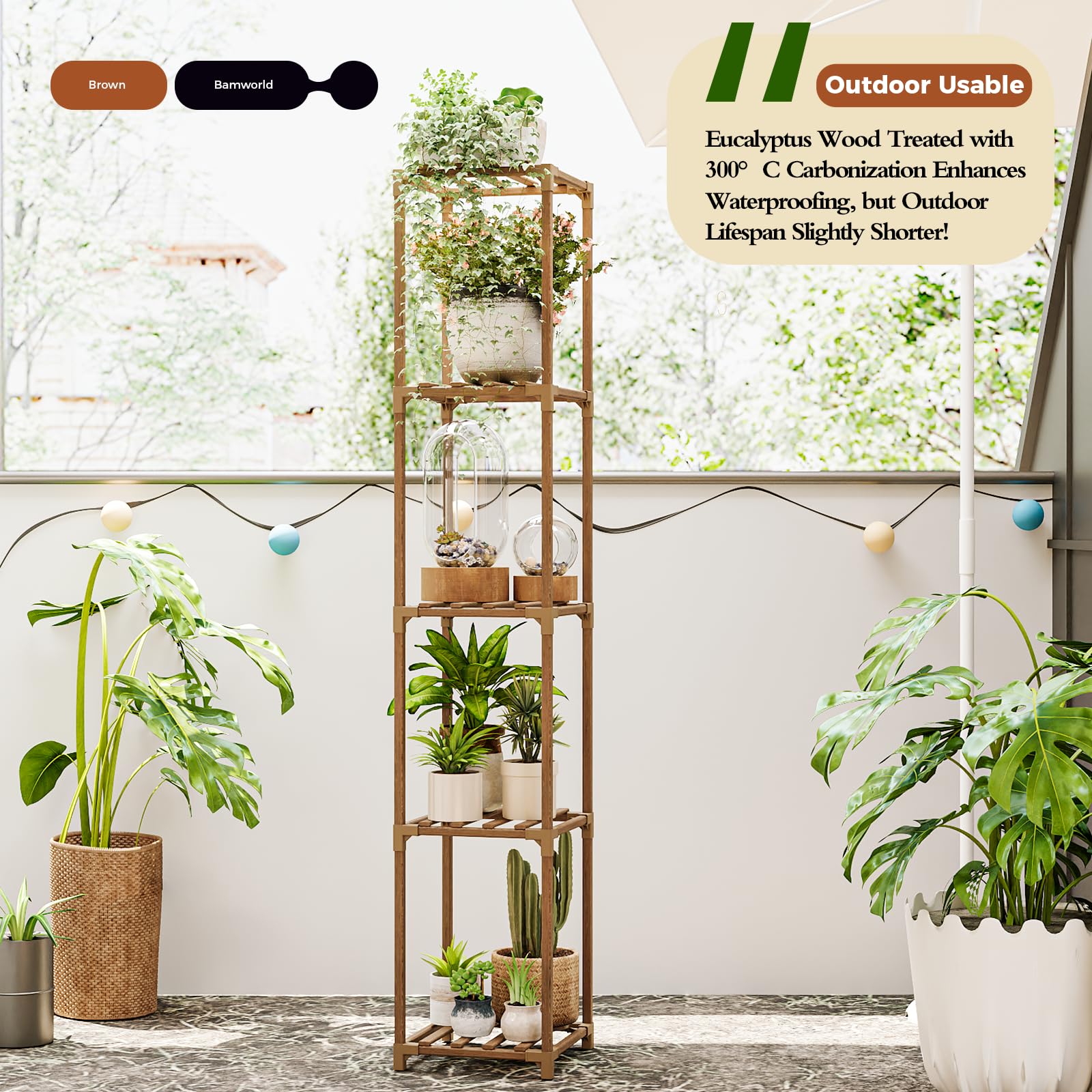 Bamworld top shelf with succulents showing layered display and easy access