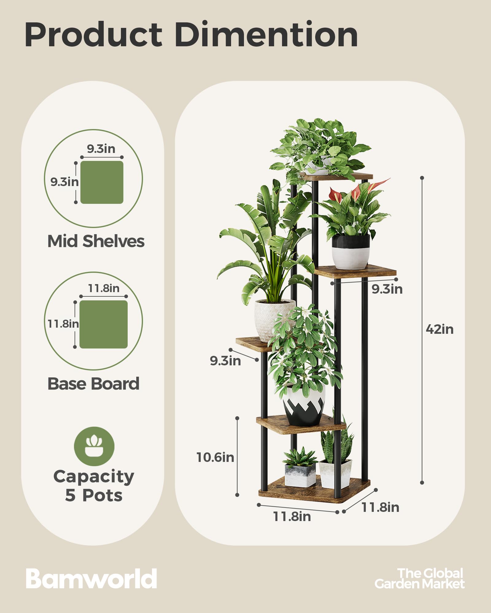 Bamworld top tier detail with succulents maximizing sunlight use