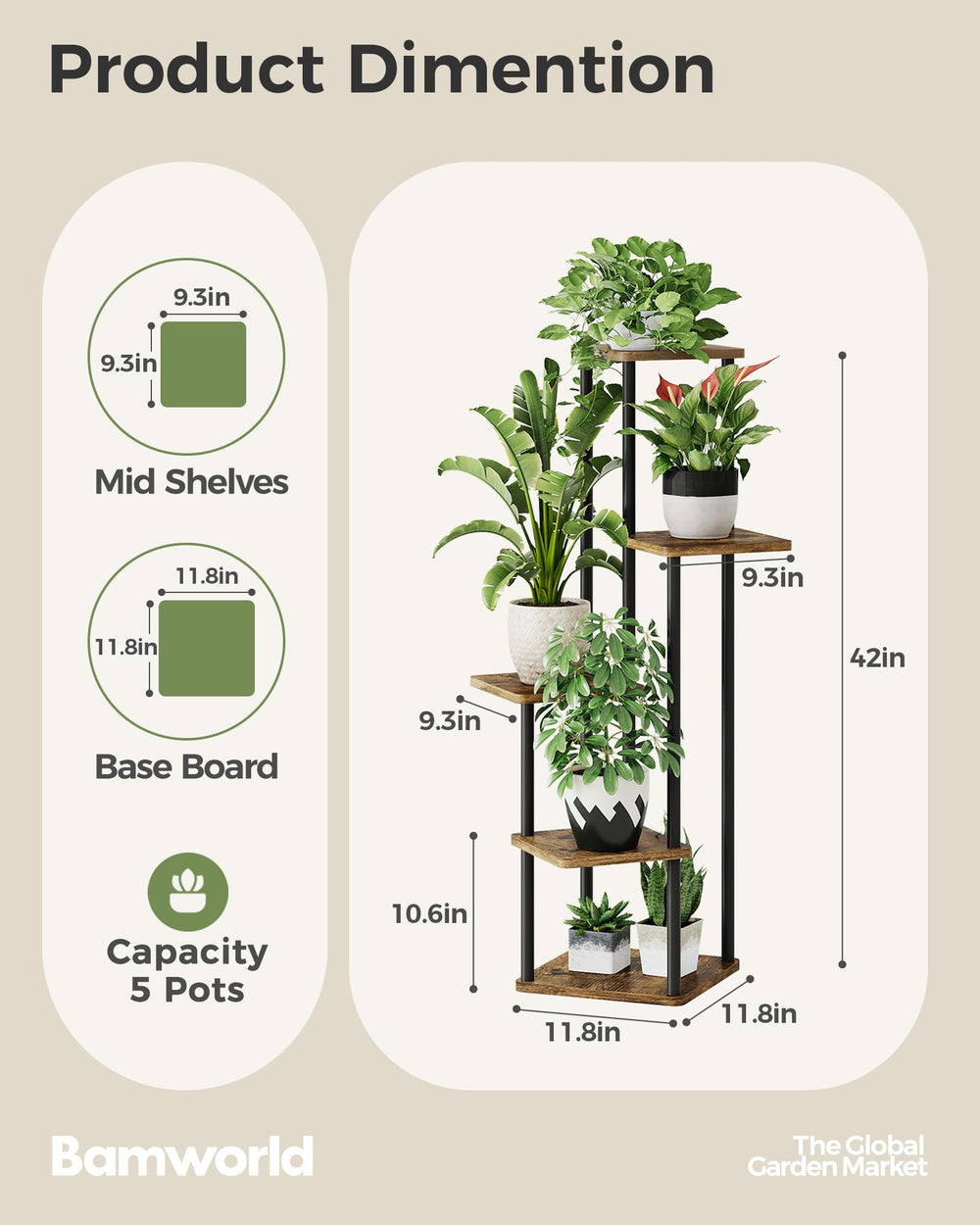 Bamworld top tier detail with succulents maximizing sunlight use
