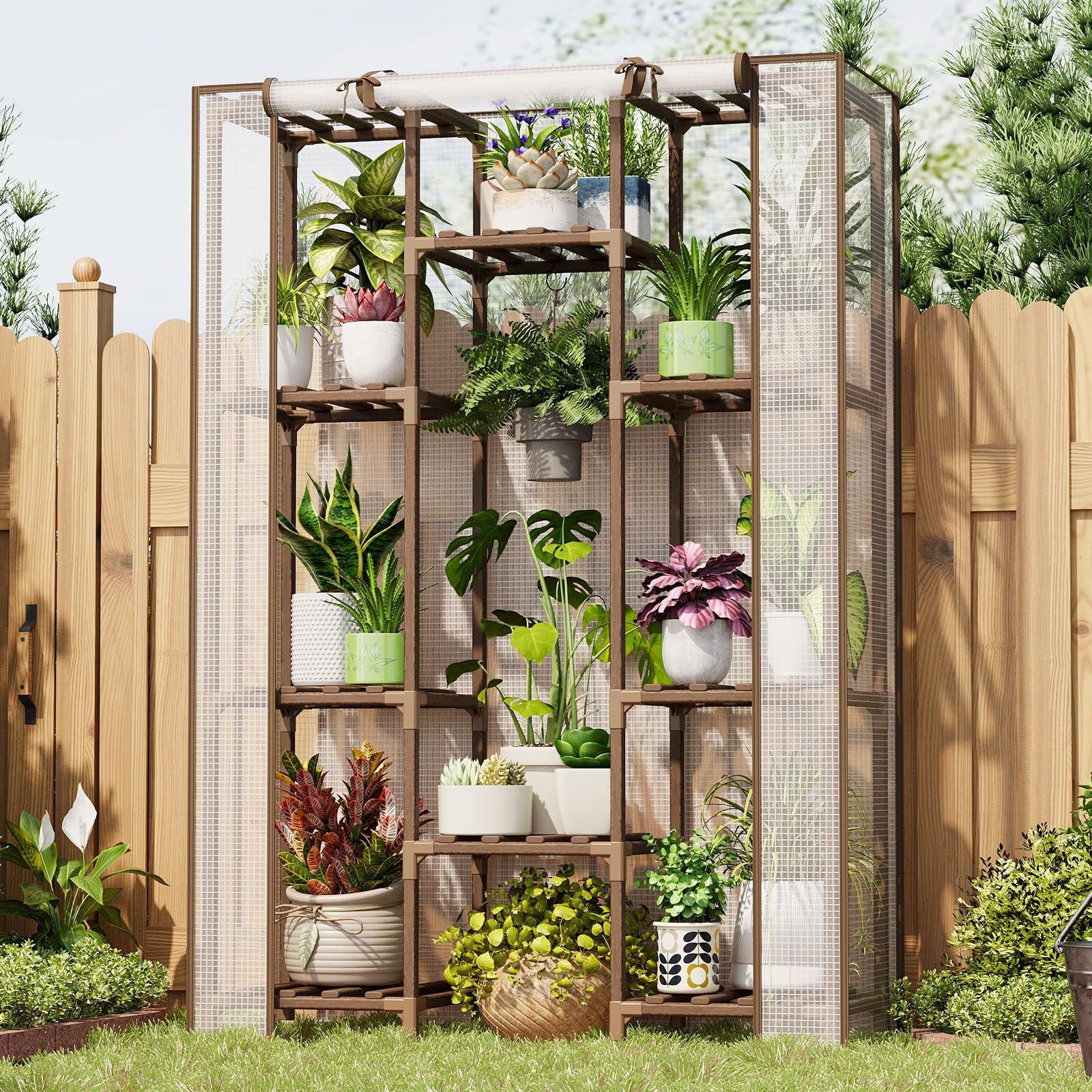 Bamworld wooden frame front view showing stable vertical plant display and space savings