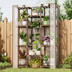Bamworld wooden frame front view showing stable vertical plant display and space savings