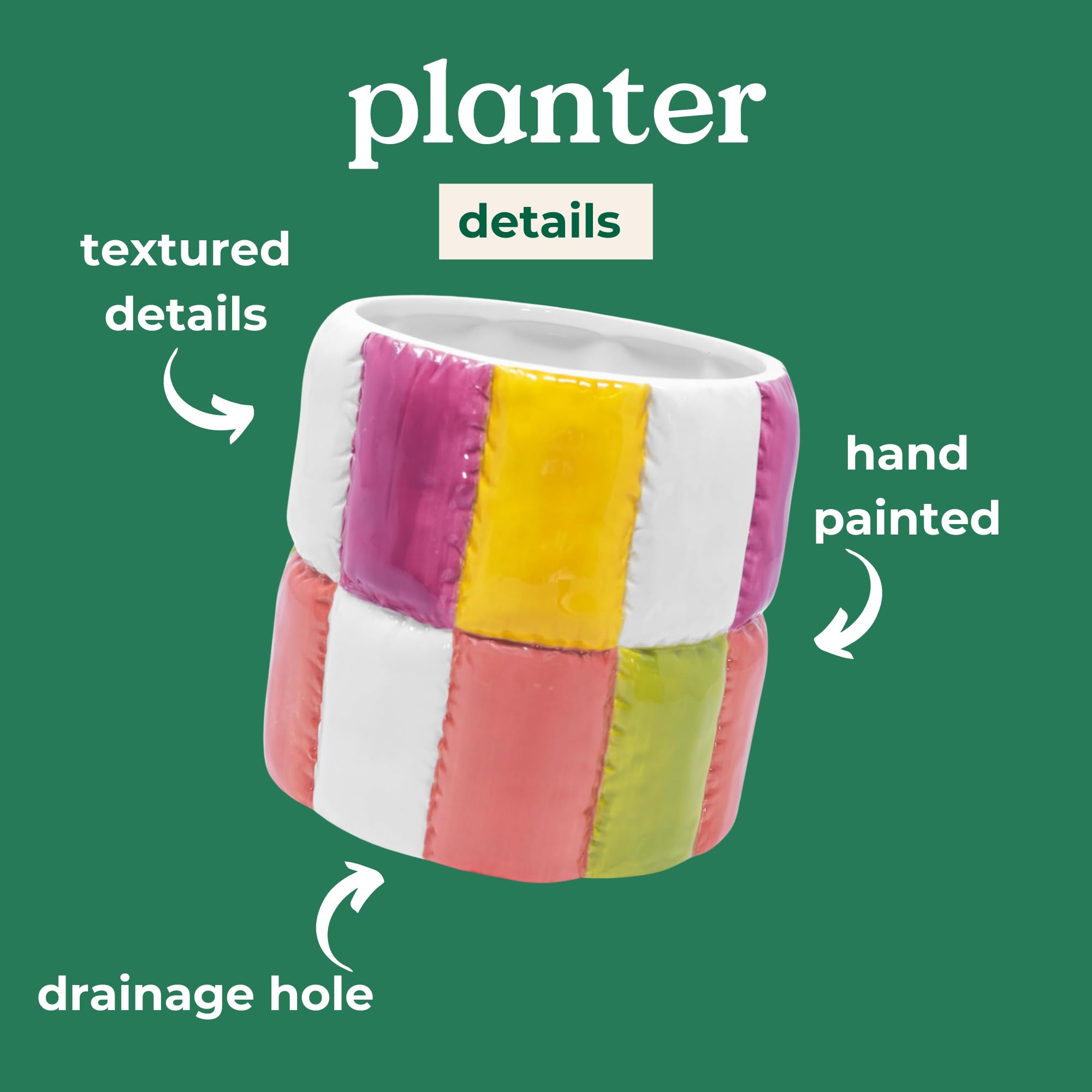 ban.do planter with succulent demonstrating styling and compact tabletop fit