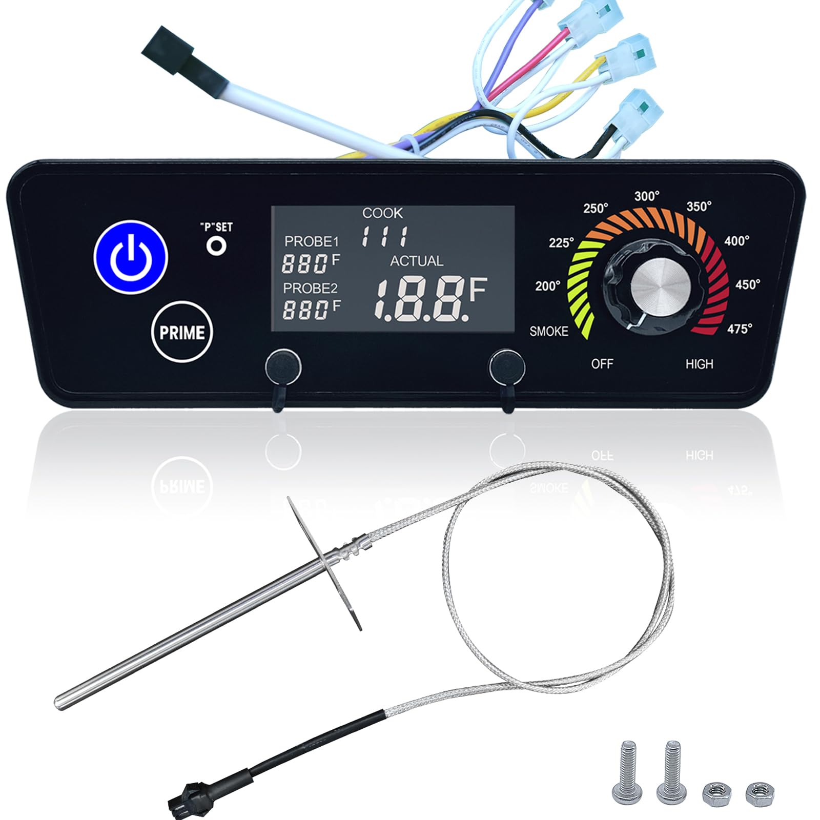 Banbitebq front view control board showing display and buttons, improves grill control