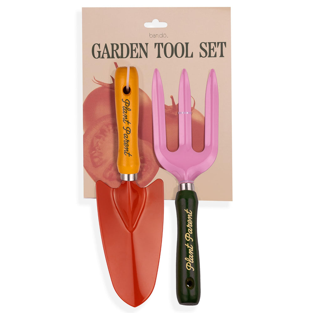 ban.do front view of hand rake and trowel set showing compact tools and attractive design