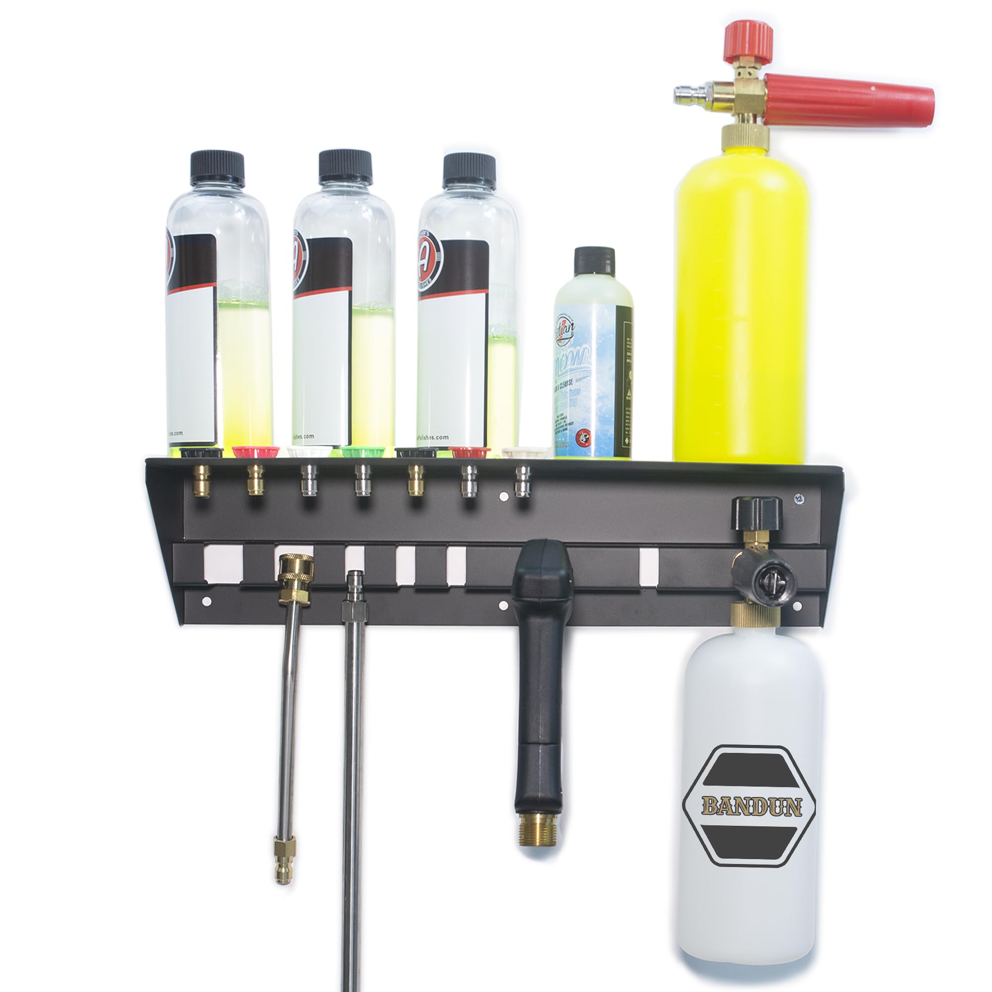 BANDUN front view rack mounted on wall showing organized washer tools and quick access