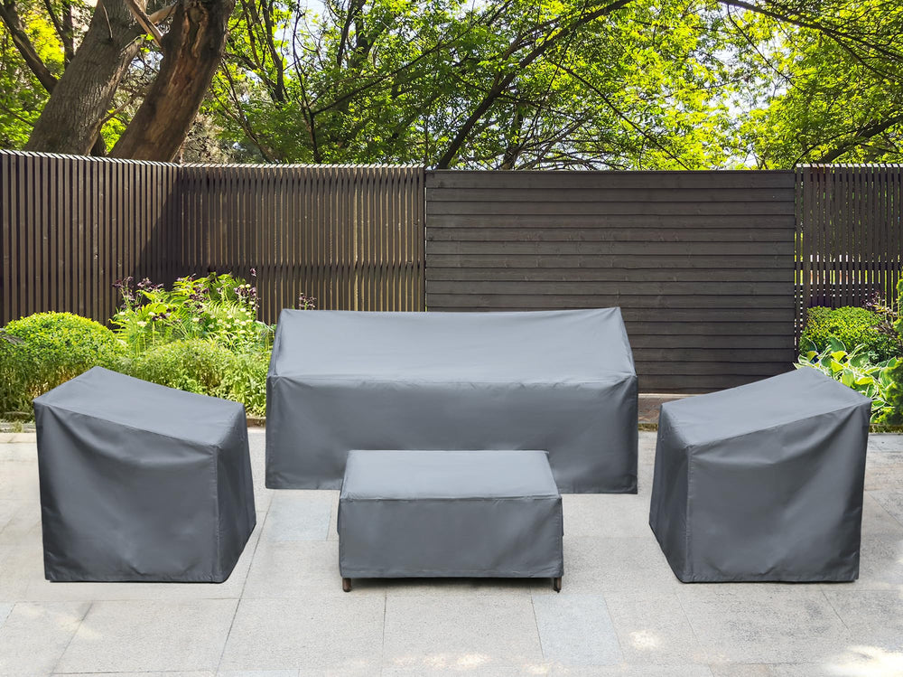BANER GARDEN adjustable strap detail on chair cover showing secure windproof fastening