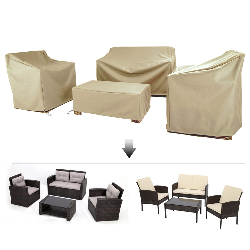 BANER GARDEN side view showing chair cover fit and secure drawstring benefit