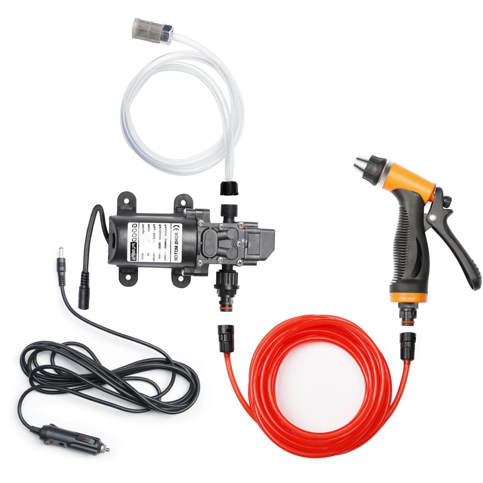 Bang4buck pump and 21.3ft hose showing compact kit and portability benefit