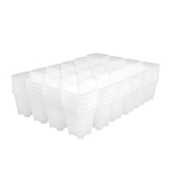 BangQiao front view of 120-pack clear square pots showing neat packaging and capacity benefit