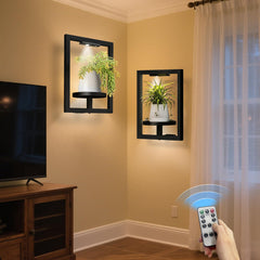 BAOYOUNI front view metal wall shelf with plants showing tidy display and space-saving benefit