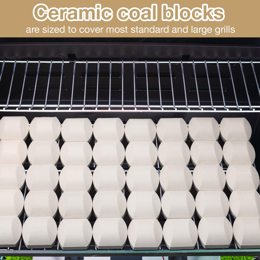 Baquler briquettes catching grease drips to reduce flare-ups