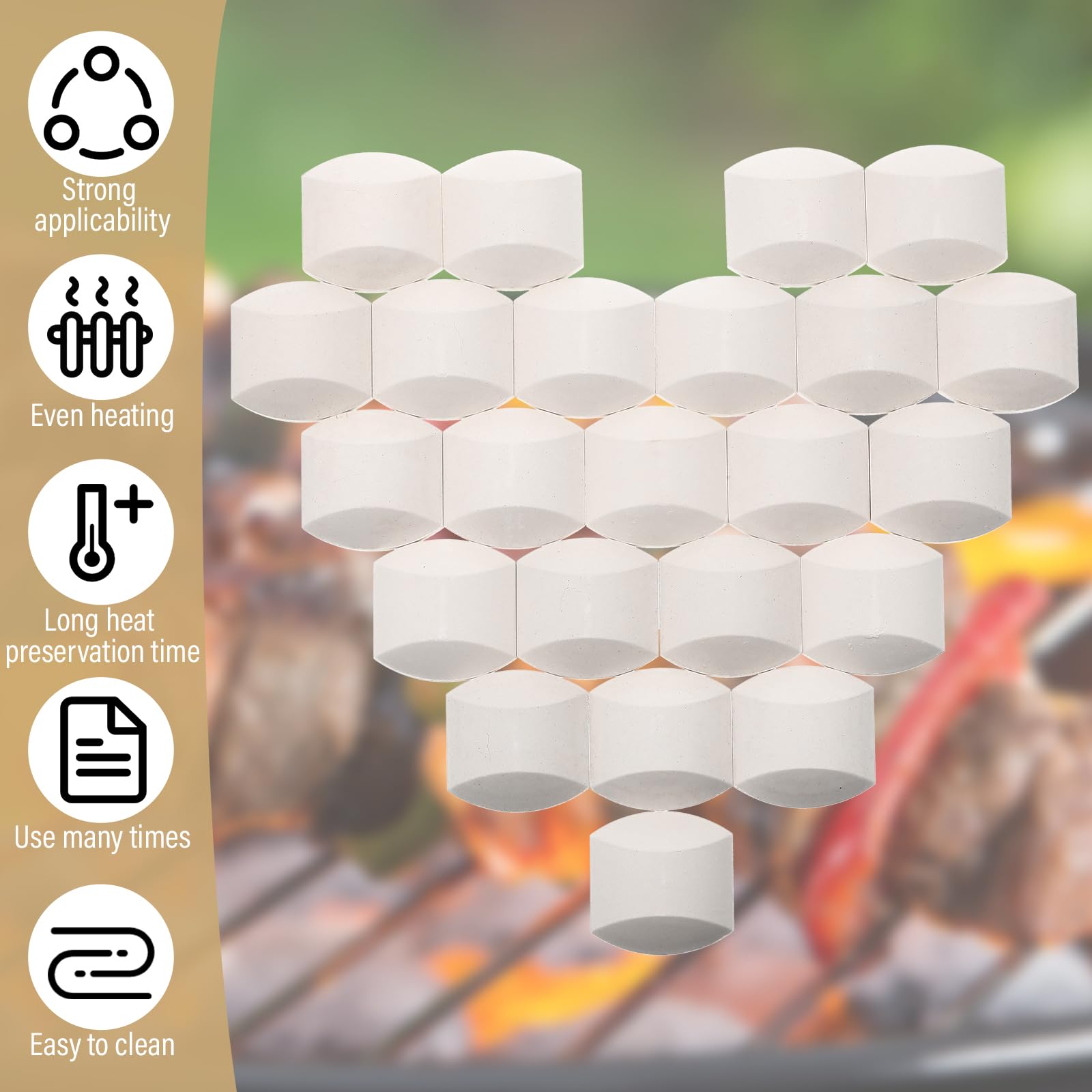 Baquler stacked briquettes with label visible for easy replacement