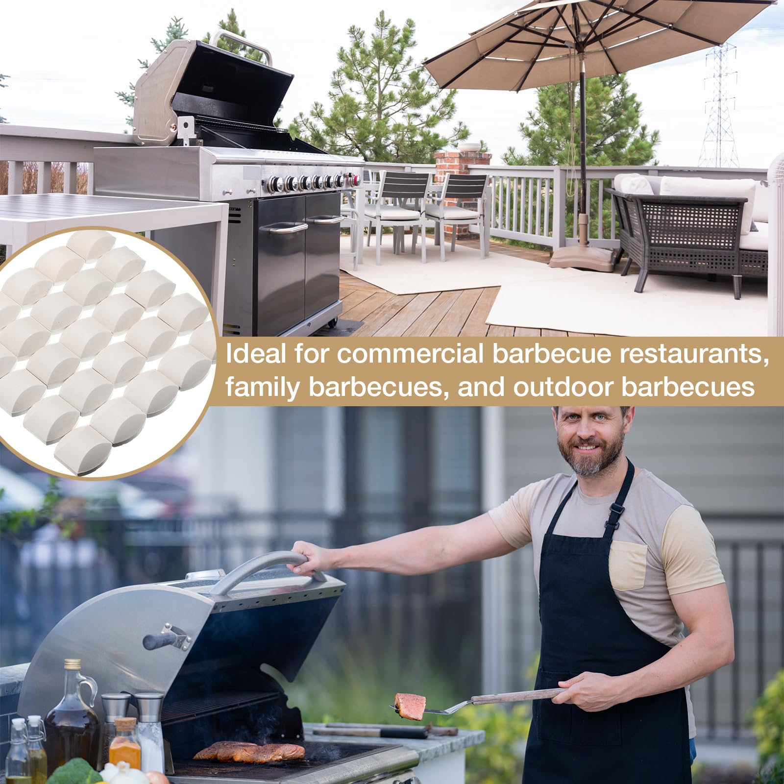 Baquler briquettes in backyard grill enhancing safe, smoky flavor