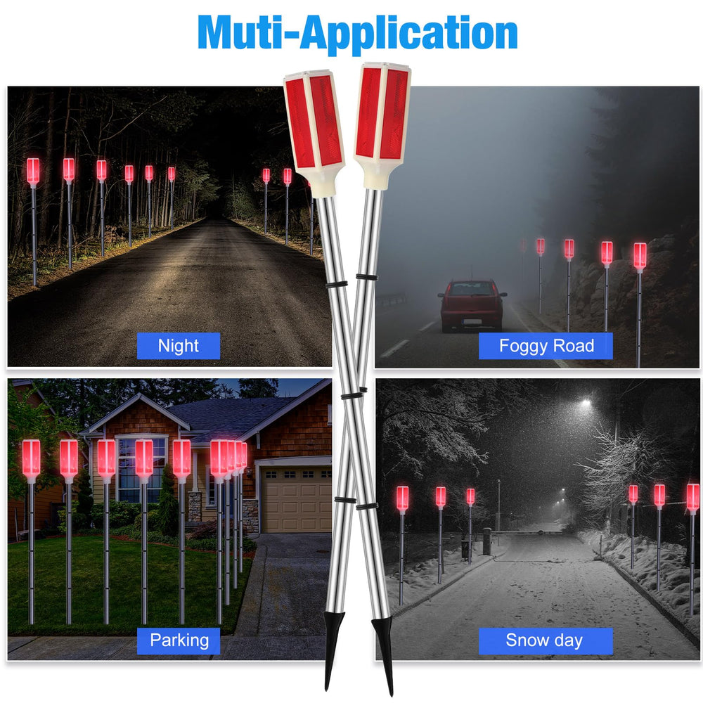 Baquler markers lit at night illustrating solar illumination and pathway guidance