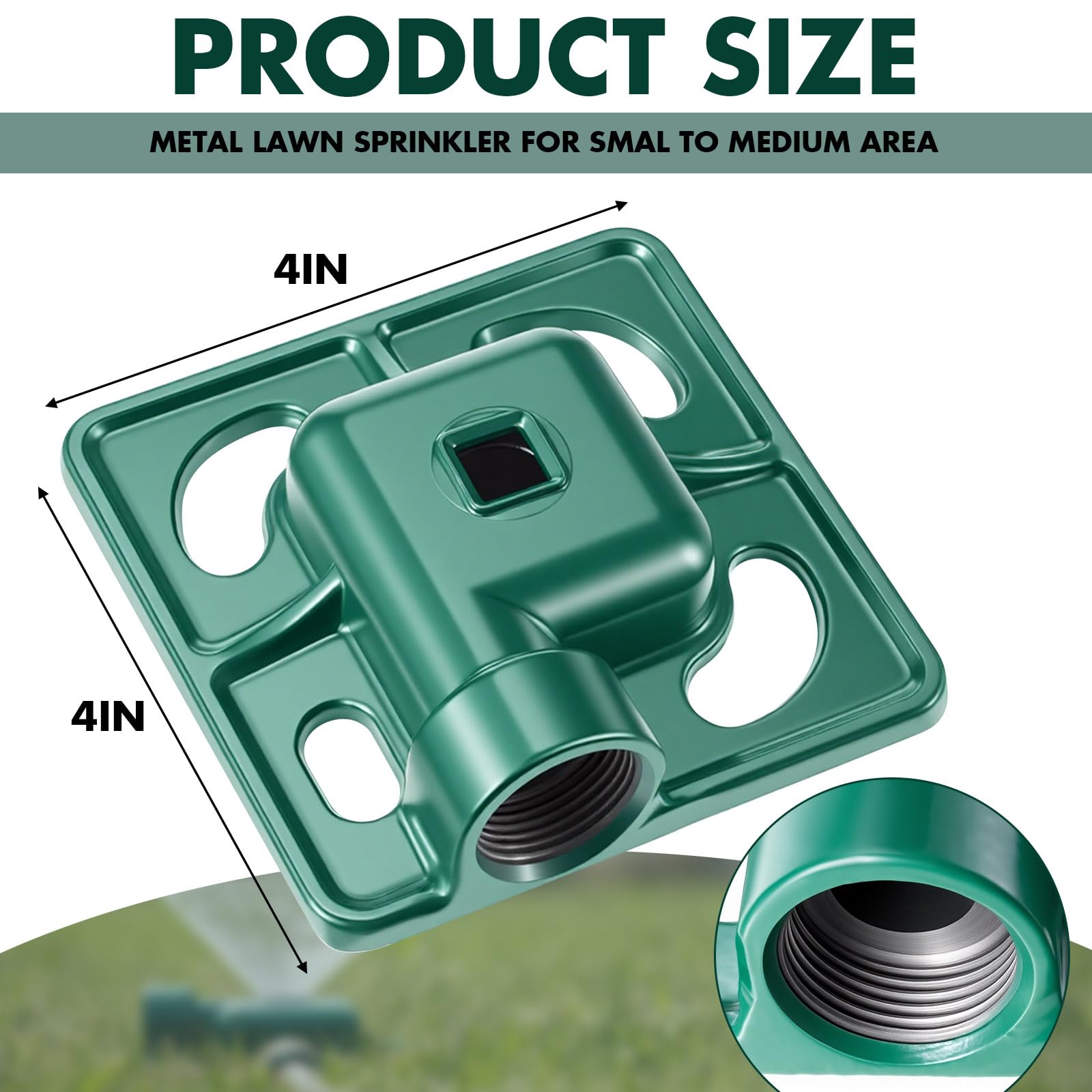 Baquler sprinkler connected to hose in use providing adjustable, precise watering