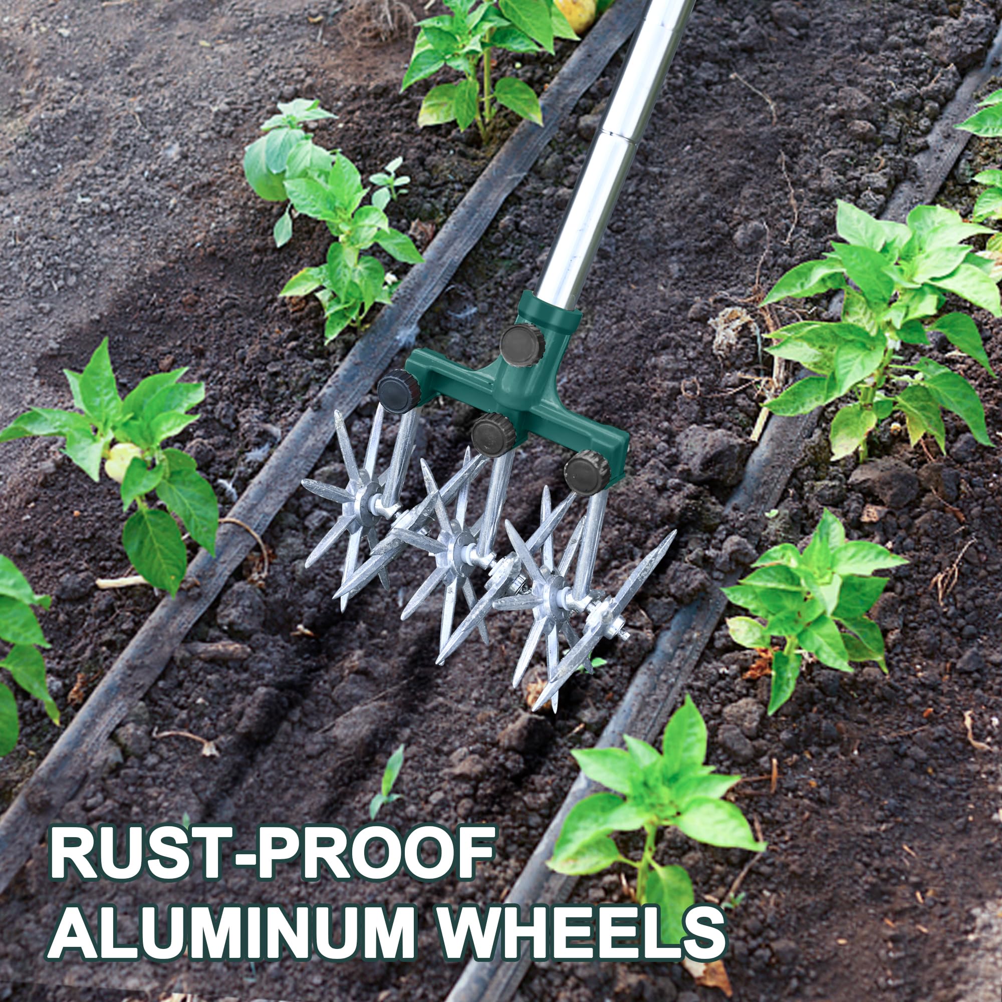 BARAYSTUS assembled cultivator beside ruler to show adjustable 57-inch scale