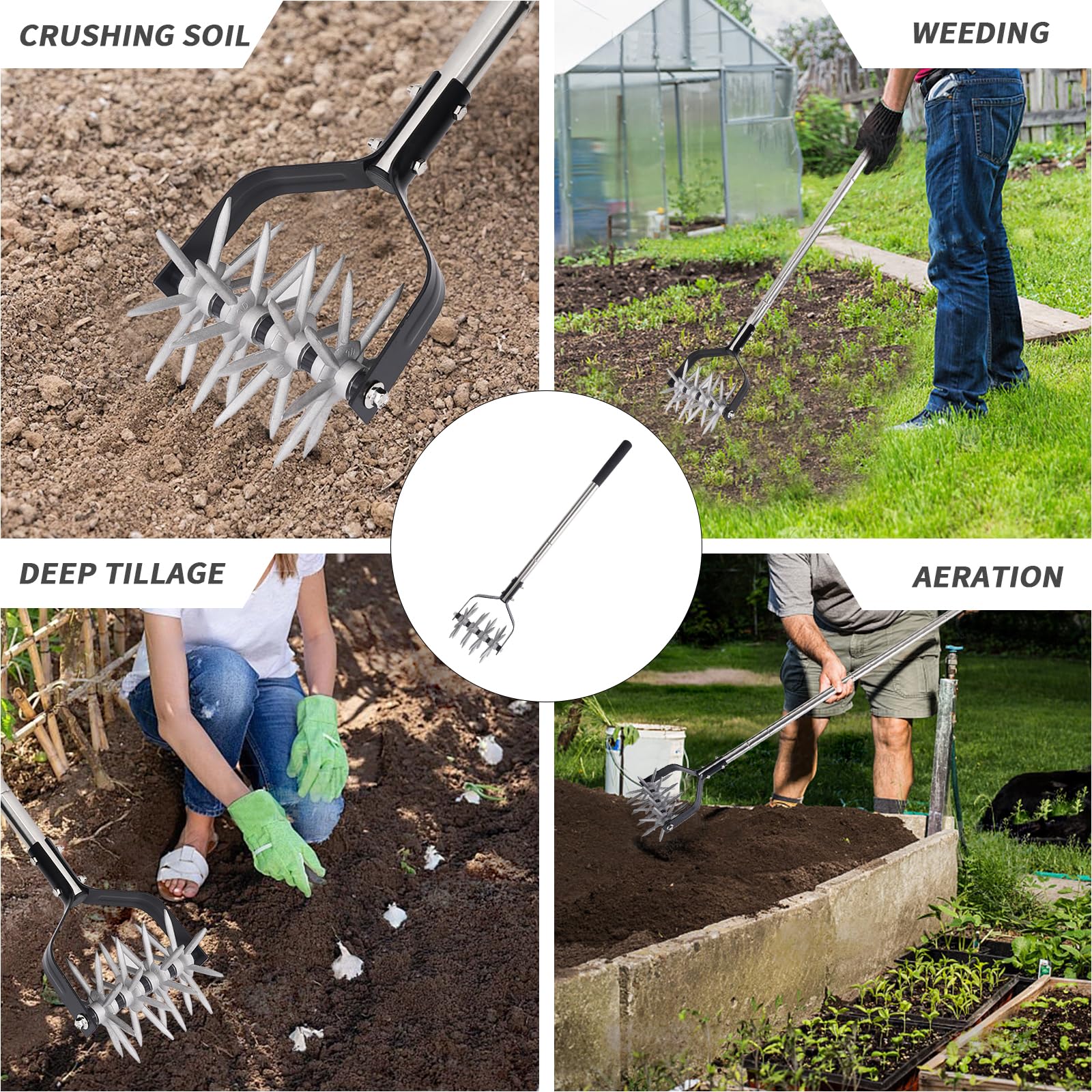 BARAYSTUS hand tiller in garden use breaking clods for easier planting
