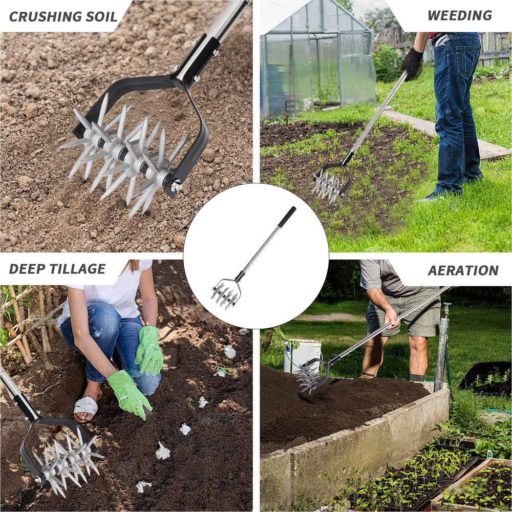 BARAYSTUS hand tiller in garden use breaking clods for easier planting