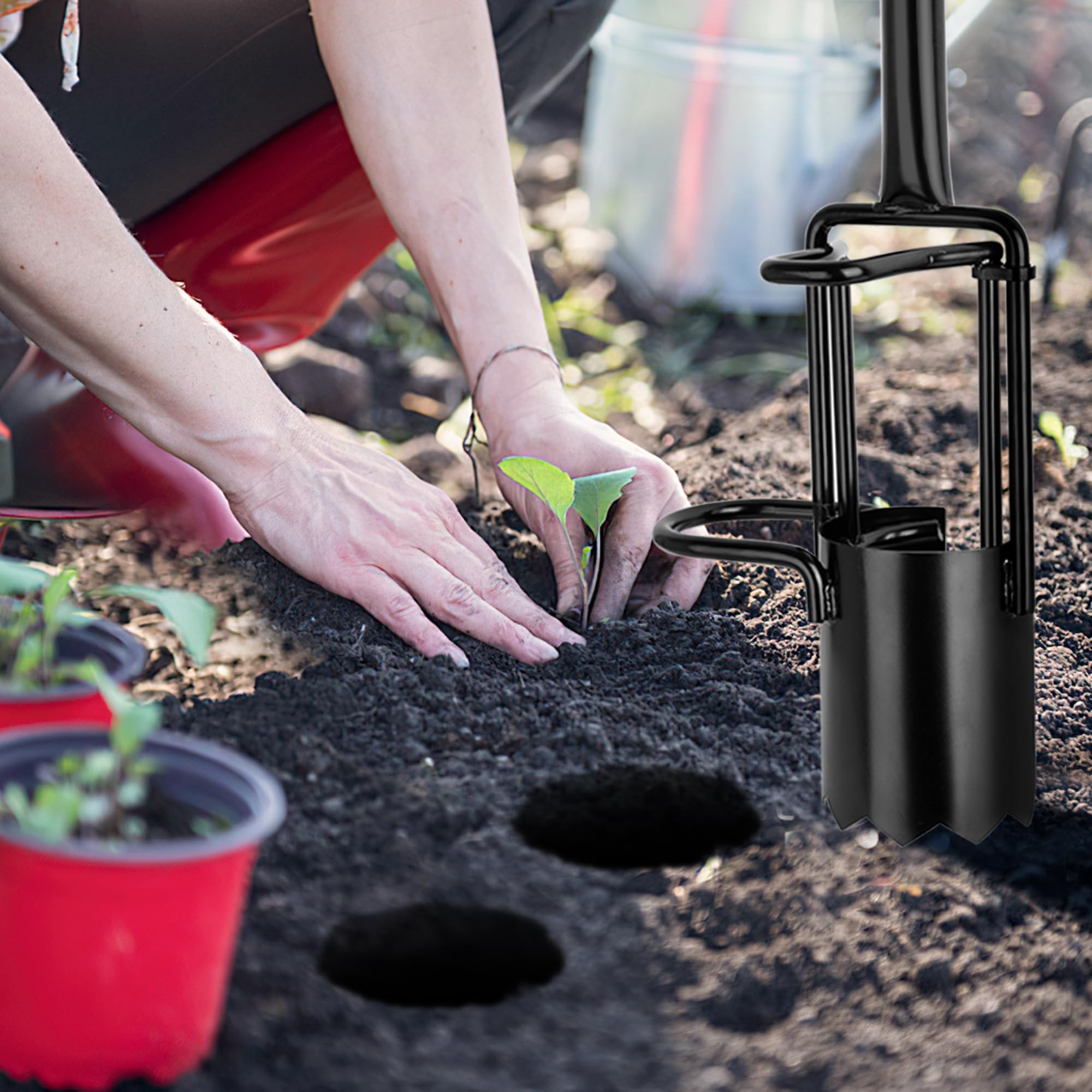 BARAYSTUS planter next to shoe showing 40-inch scale and leverage
