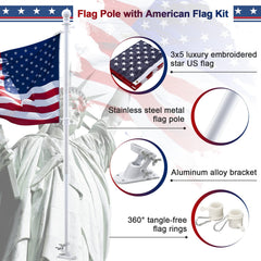 Barcetine close-up of 3x5 embroidered US flag showing vivid colors and raised stars