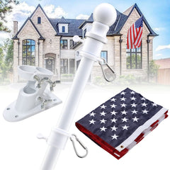 Barcetine front view of full 6ft flag pole kit showing complete components and easy setup