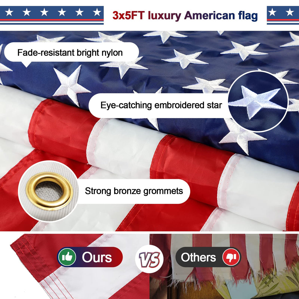 Barcetine detail of 360-degree rotating swivel rings preventing flag tangling and wrap