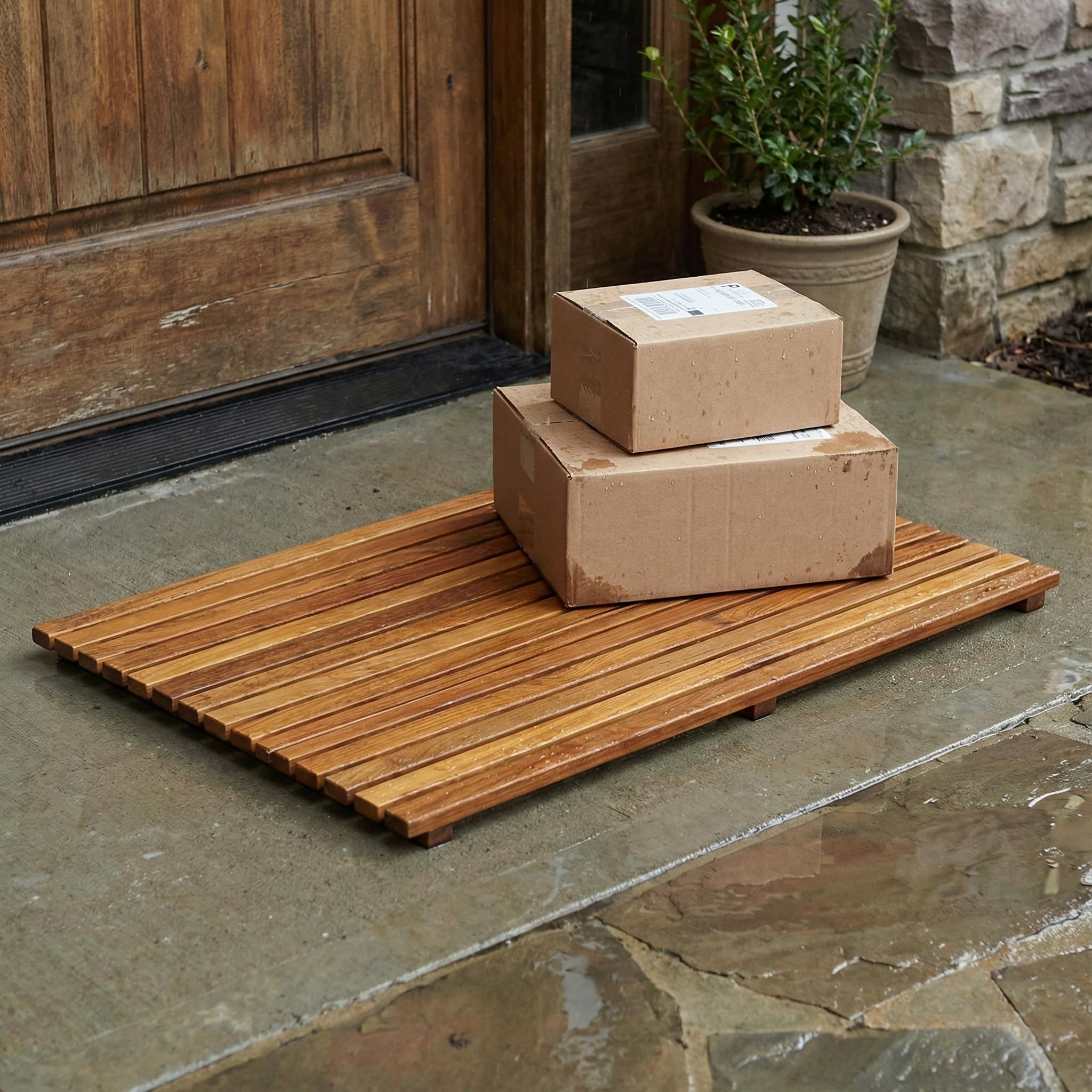 Bare Decor mat with foot for size comparison and comfortable standing area