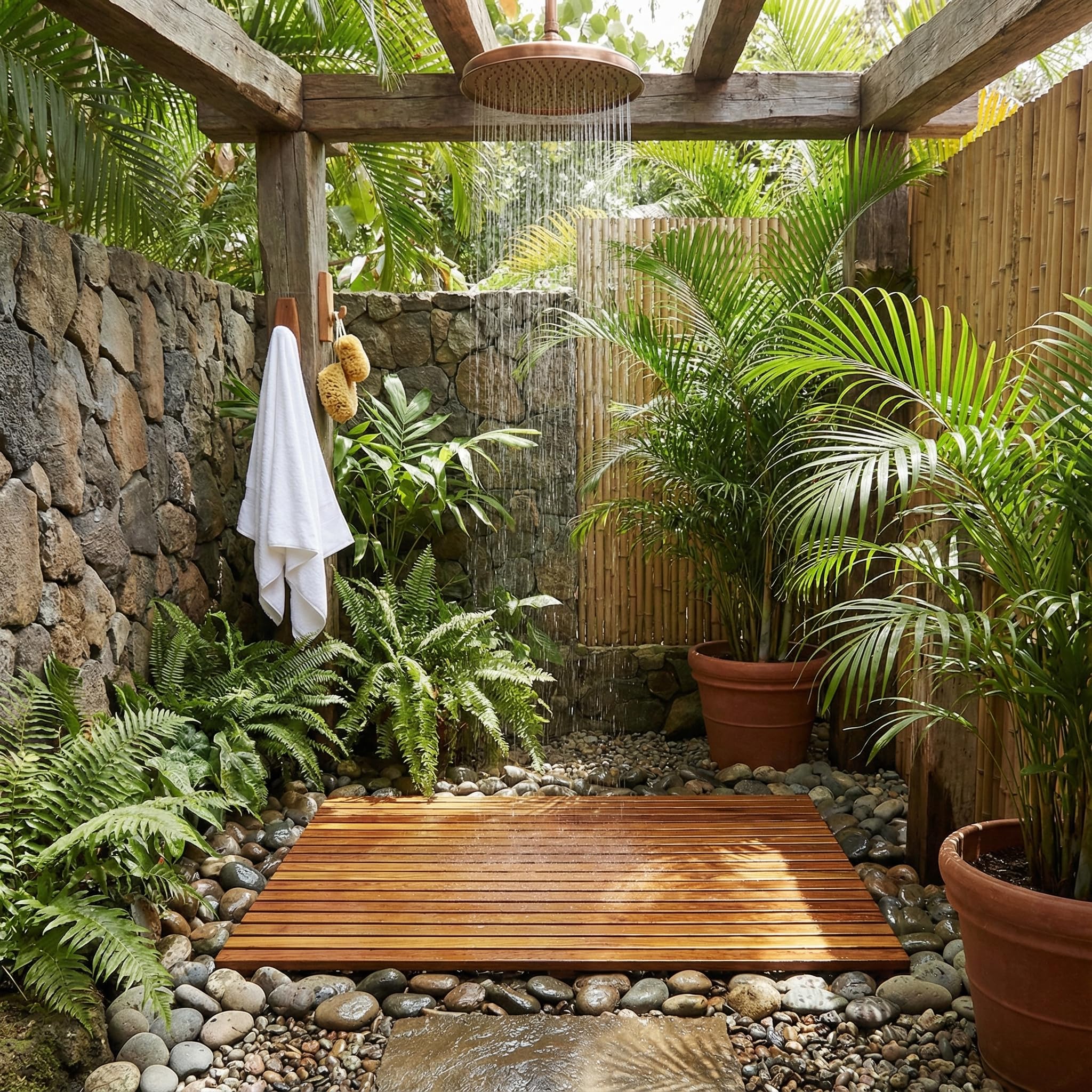 Bare Decor mat on outdoor deck demonstrating weather-tolerant use
