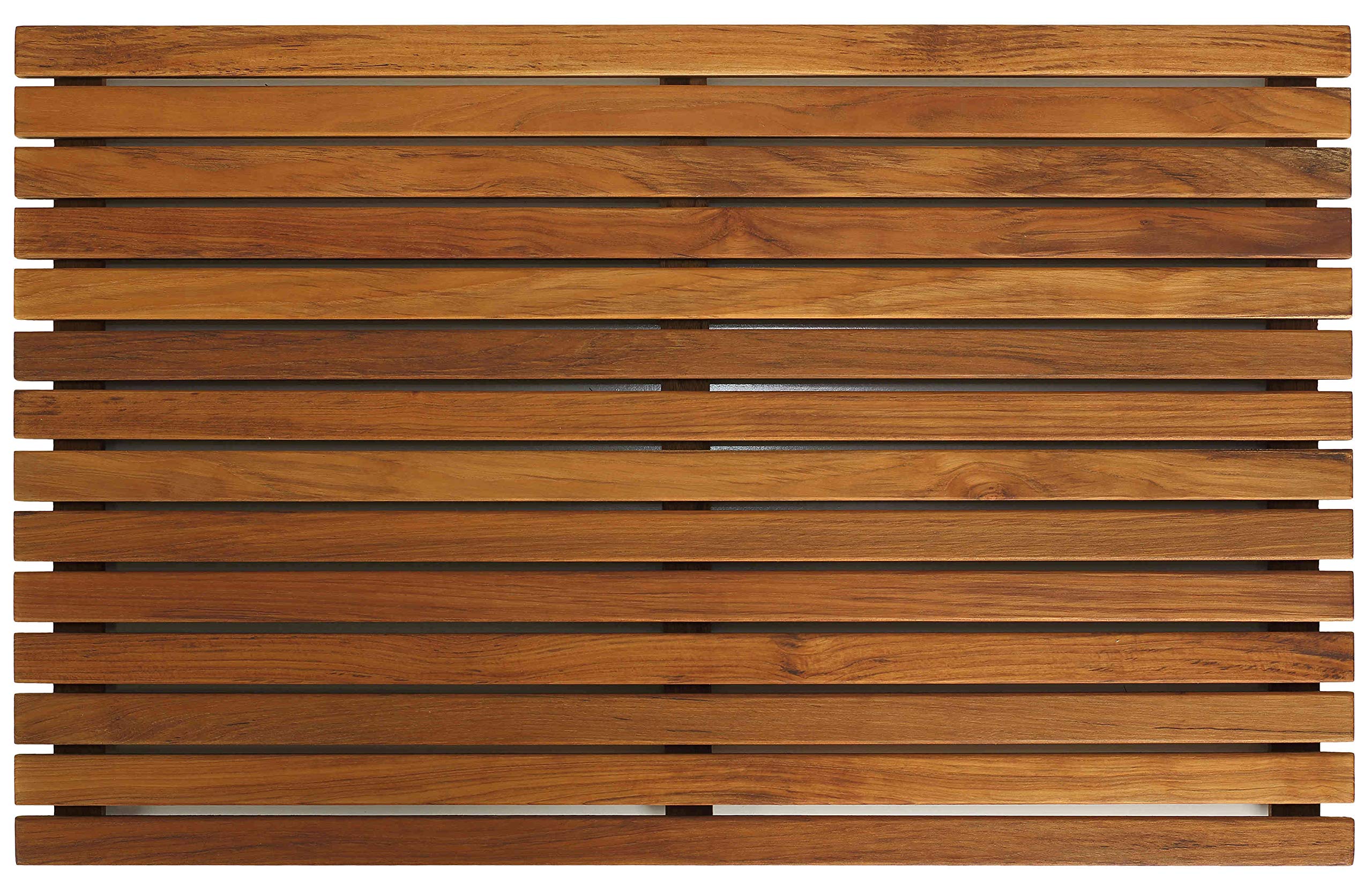Bare Decor front view of teak mat showing borderless spa design and warmth