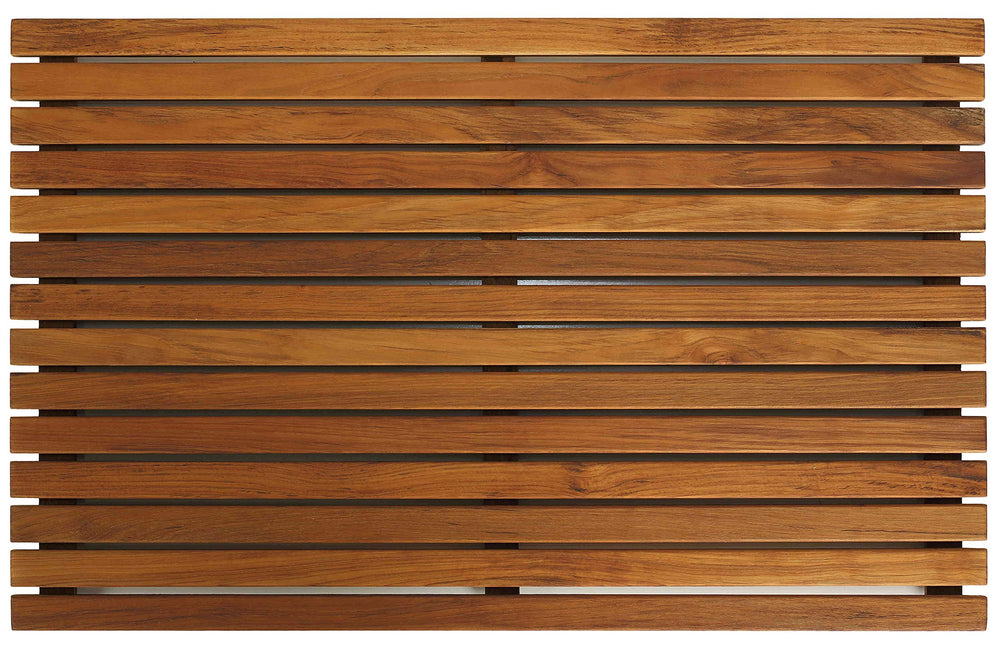 Bare Decor front view of teak mat showing borderless spa design and warmth