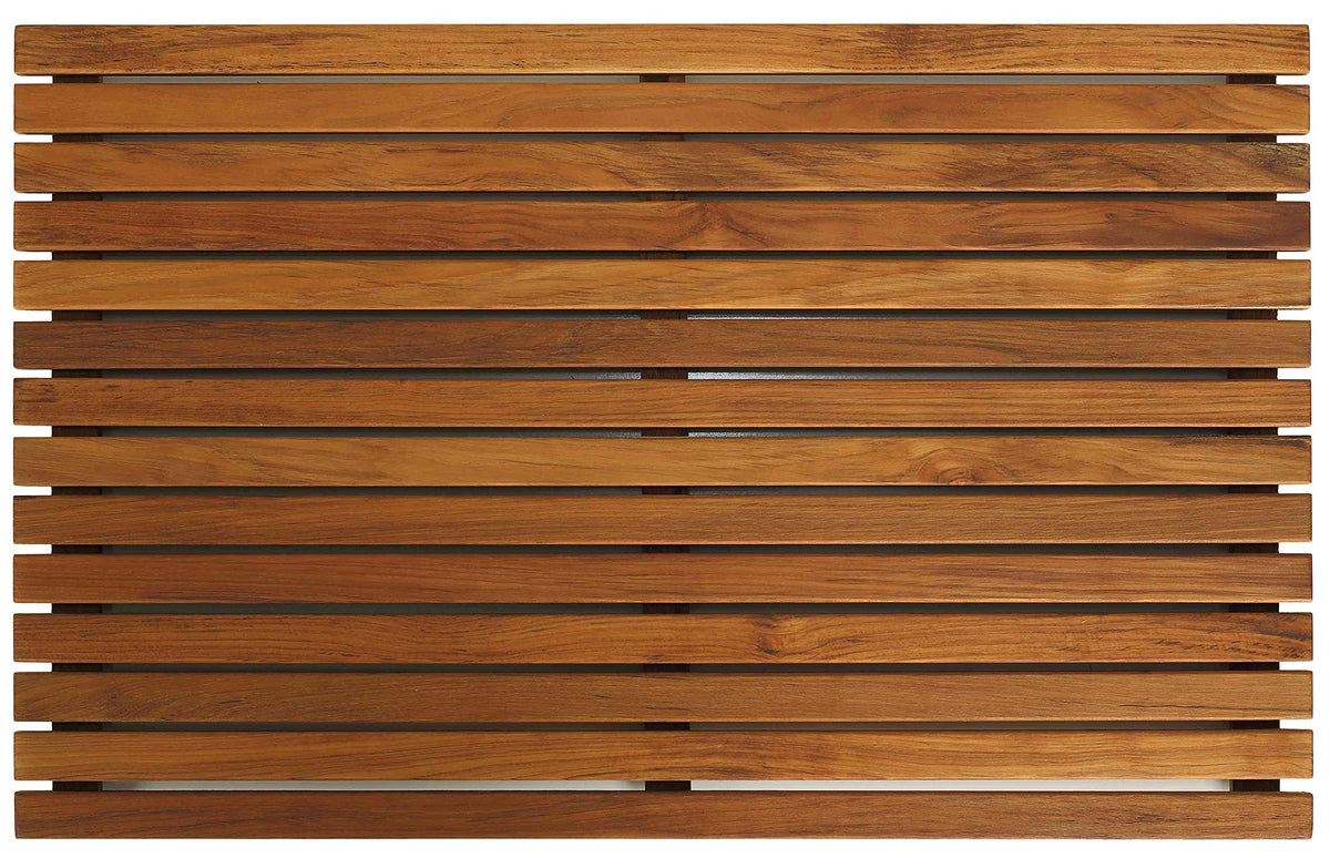 Bare Decor front view of teak mat showing borderless spa design and warmth