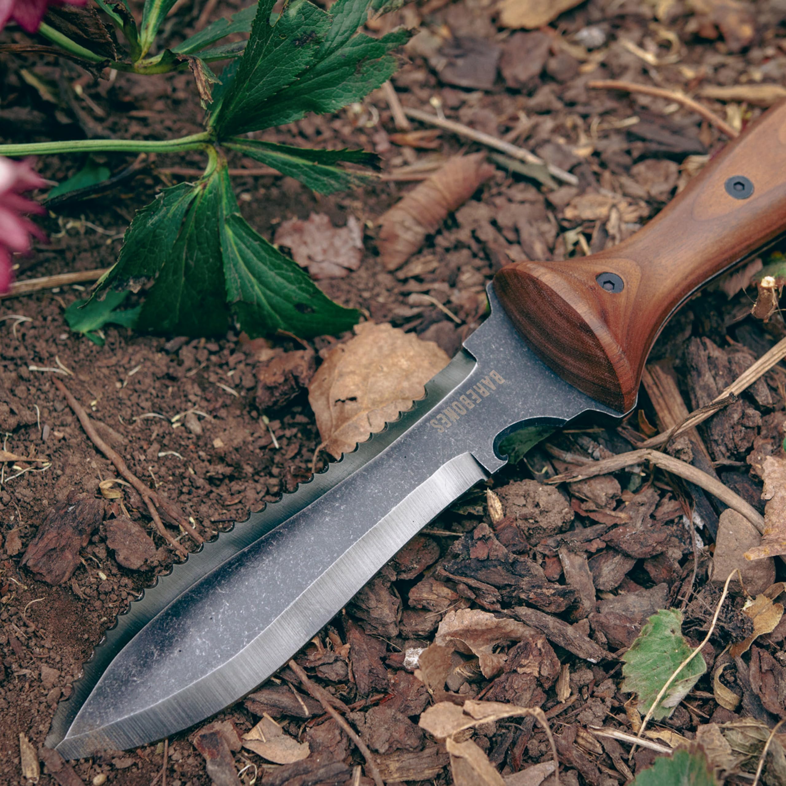 Barebones hori hori stored in sheath for safe transport and blade protection