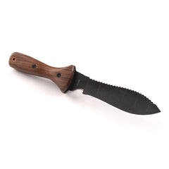 Barebones hori hori serrated edge detail demonstrating sawing capability