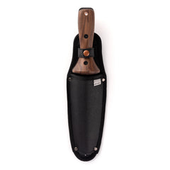 Barebones hori hori walnut handle close-up showing smooth grip and comfort