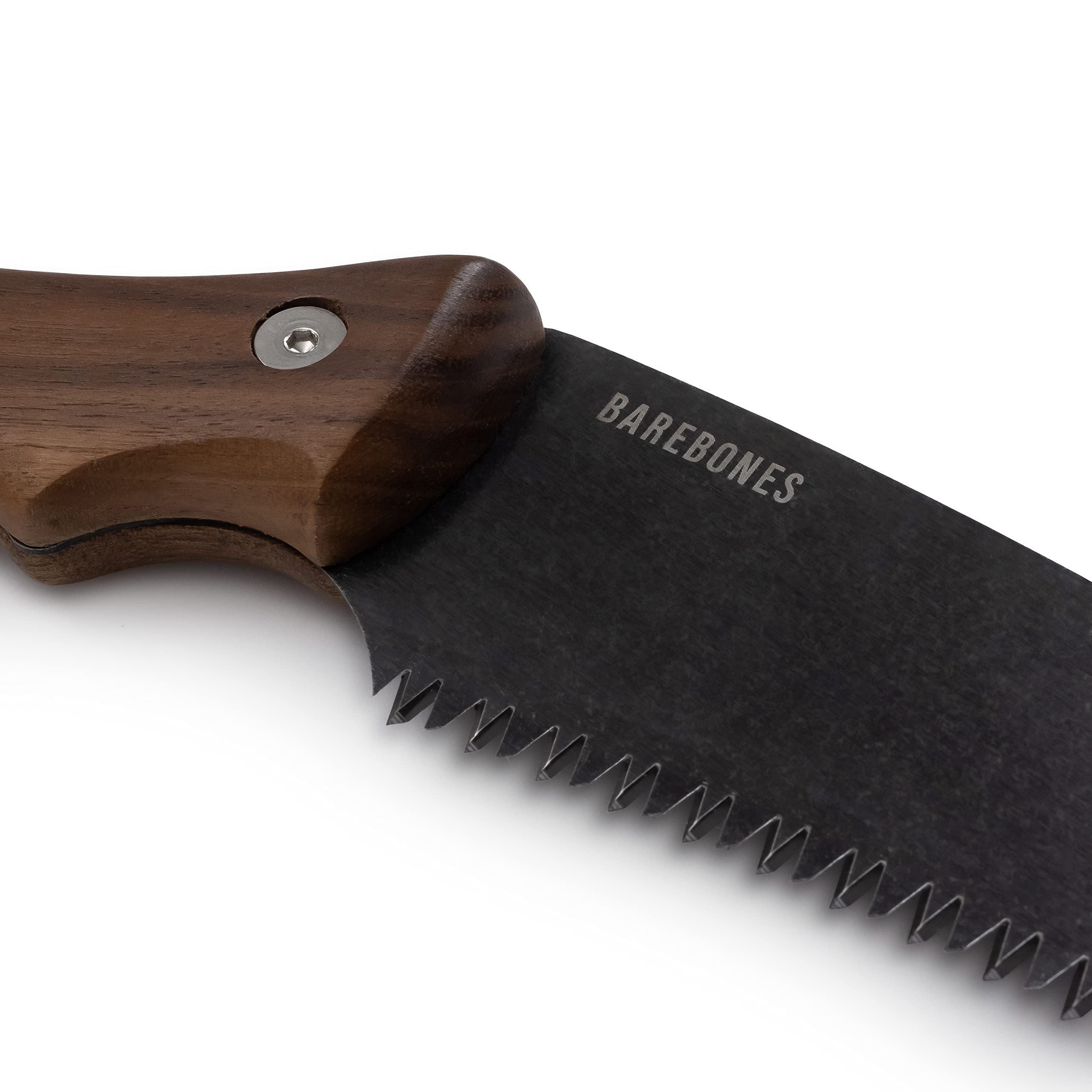 Barebones Timber Saw curved steel blade detail highlighting sharp teeth for efficient cutting