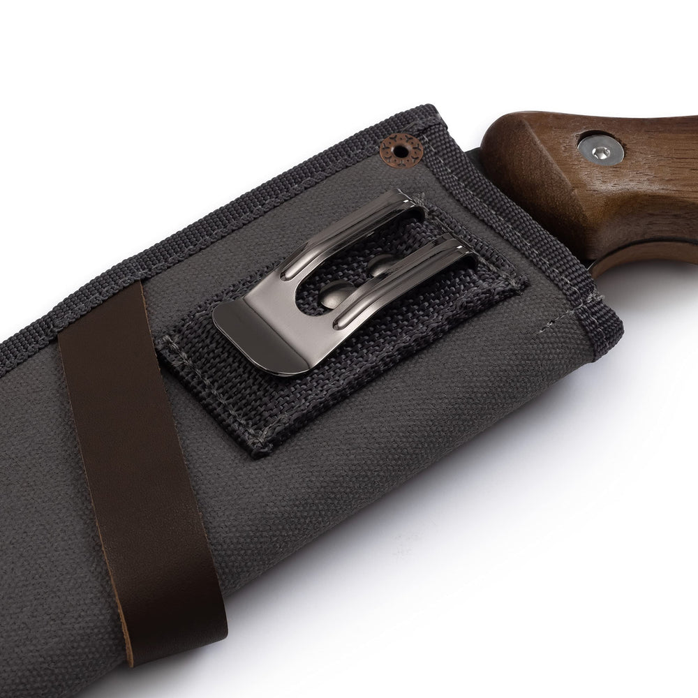 Barebones Timber Saw walnut handle close-up showing ergonomic grip that reduces hand fatigue