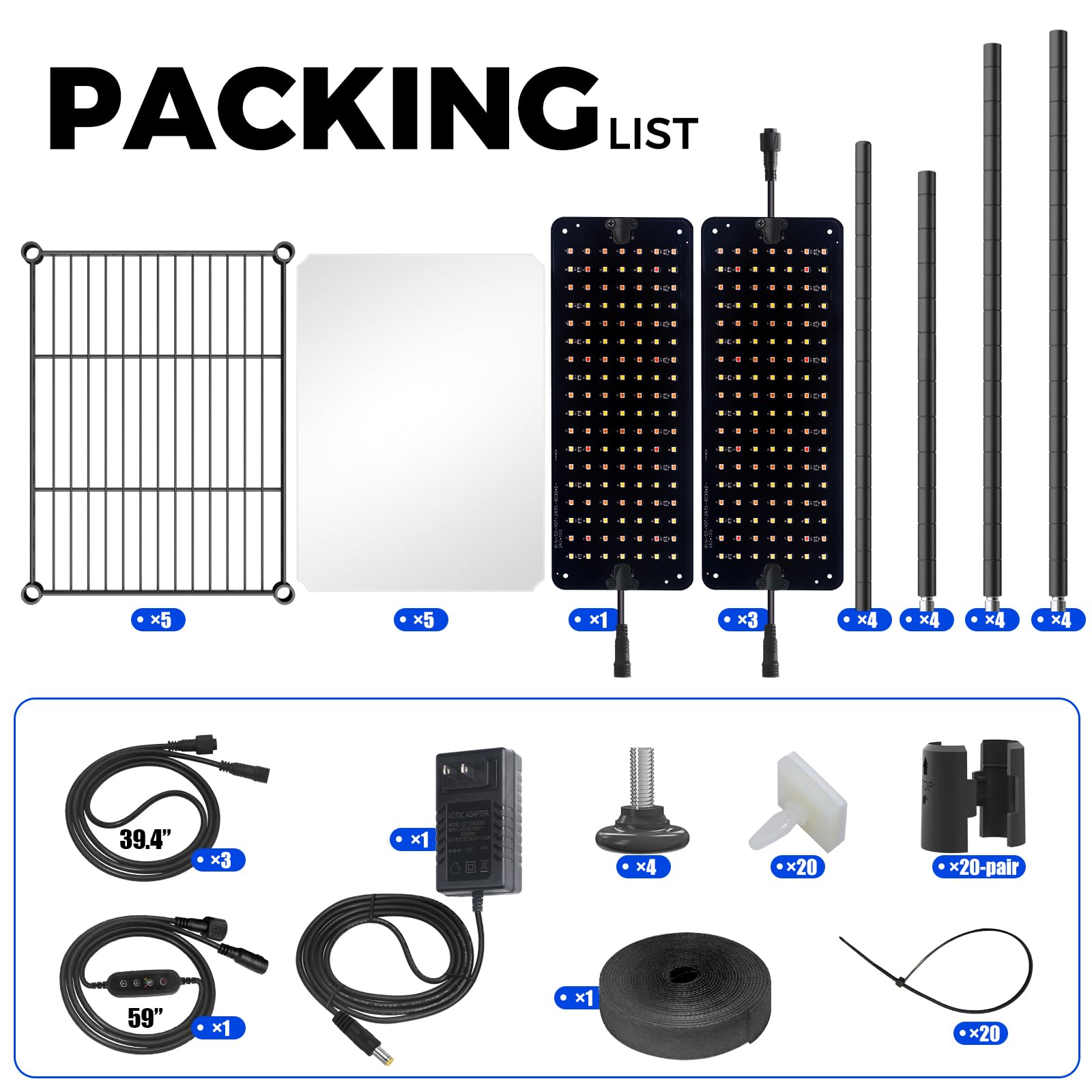 Barrina included accessories laid out showing easy assembly and cable-management parts