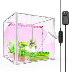Barrina front view showing compact greenhouse and clear EVA cover for easy monitoring