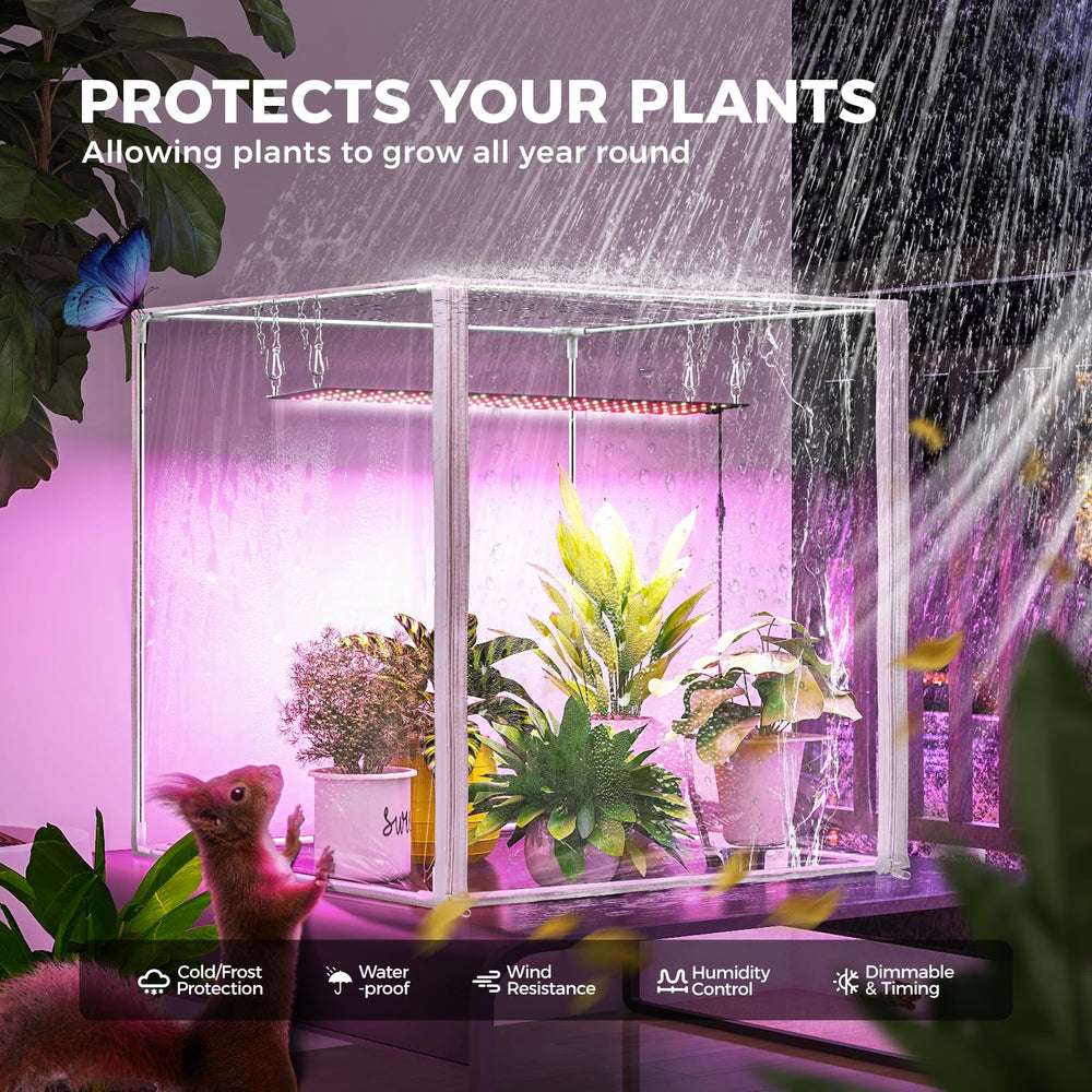 Barrina grow light close-up displaying full-spectrum panel and adjustable brightness benefit