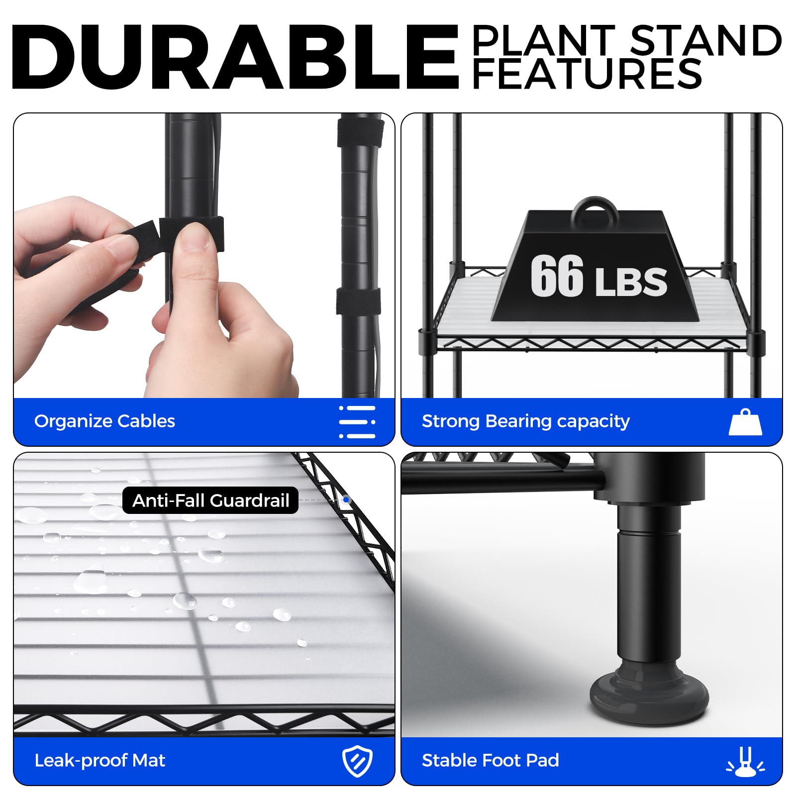 Barrina CX83 vertical shelf spacing from top to bottom demonstrating tiered growing capacity