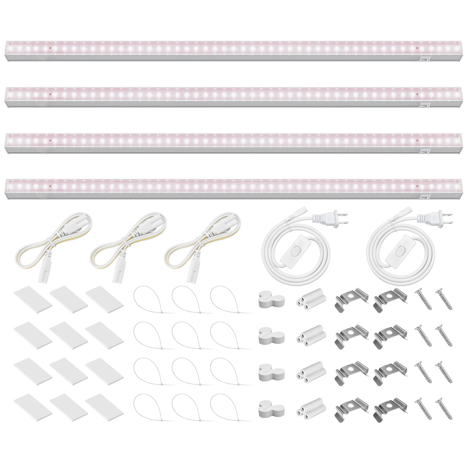 Barrina front packaging showing four 2ft T5 grow lights and included accessories for easy setup