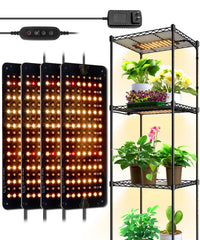 Barrina front view of four slim grow light panels showing even light coverage and energy efficiency