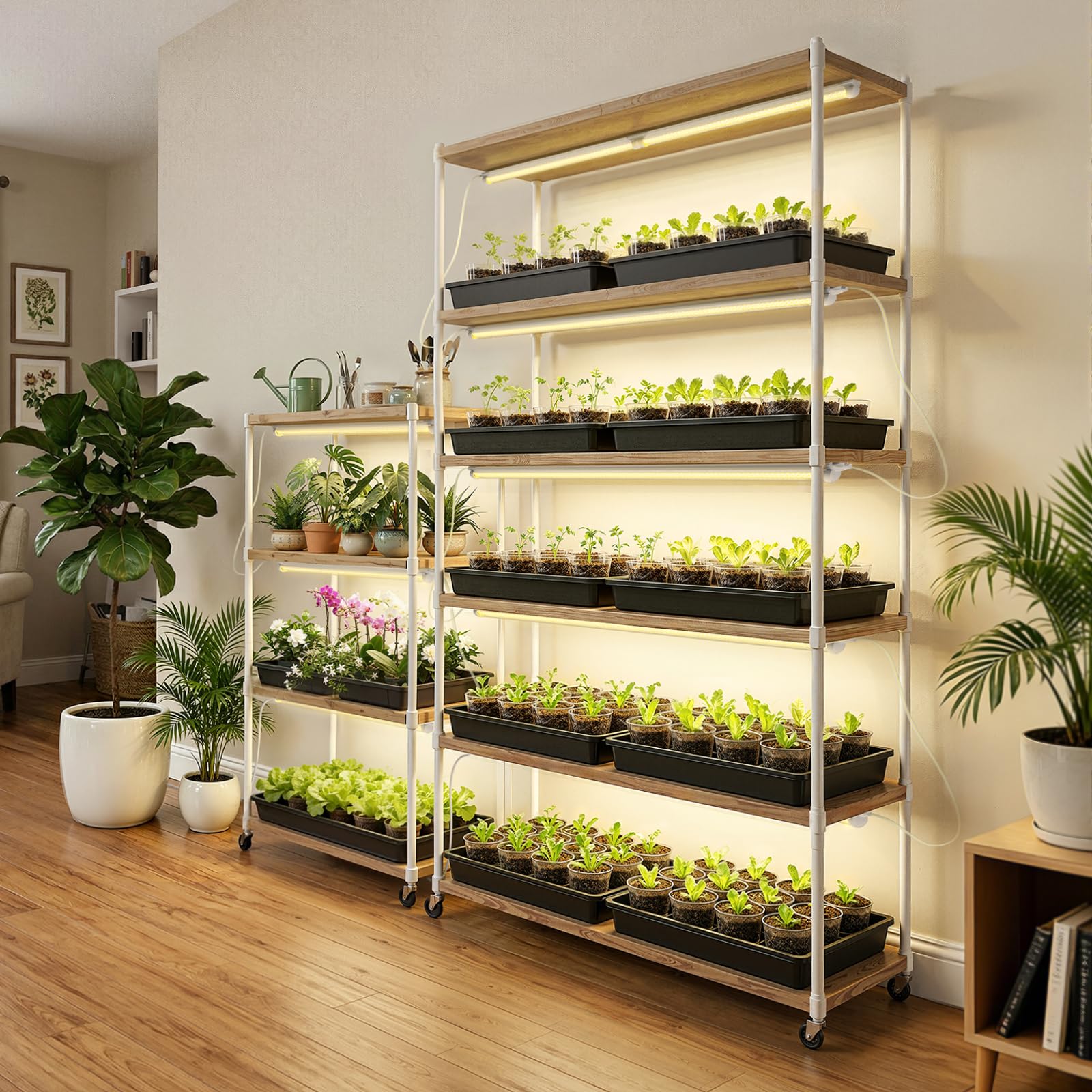 Barrina in a kitchen hydroponic setup demonstrating compact, attractive lighting