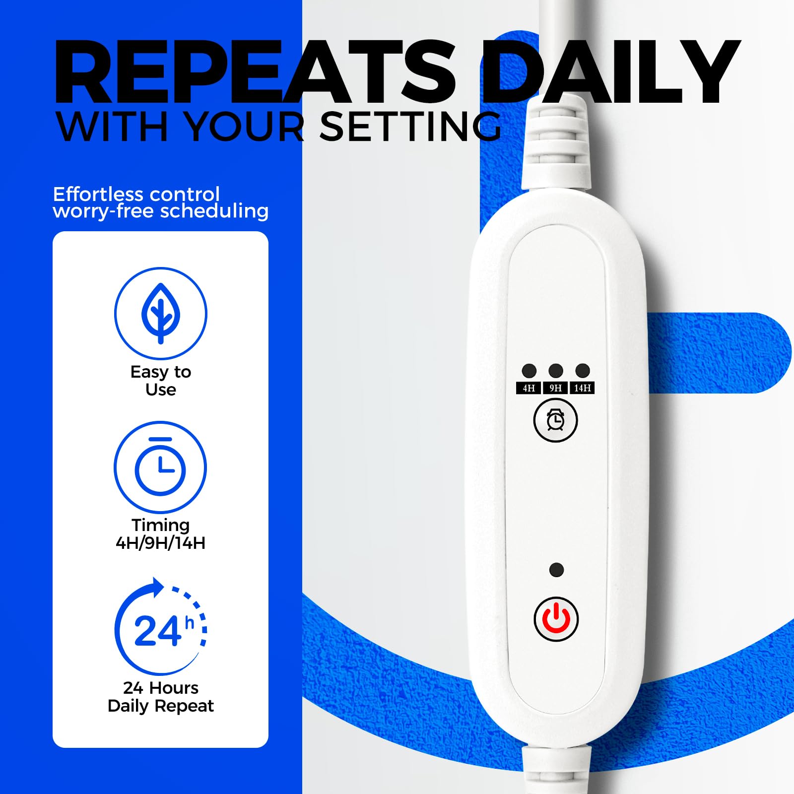 Barrina timer and cord closeup showing easy daily automation benefit