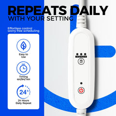 Barrina timer and cord closeup showing easy daily automation benefit