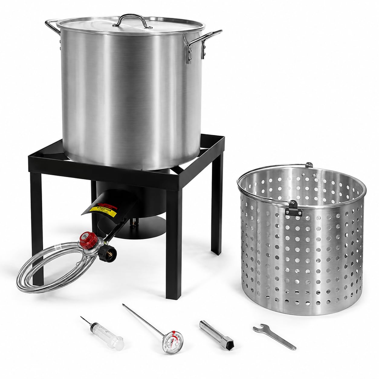 Barton 64qt pot front view showing heavy-duty capacity and even heating benefit
